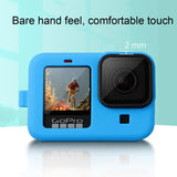 Silicone Case with Wrist Strap and Lens Cover for Gopro Hero10 / 9 - Blue - Rear View