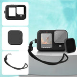 Silicone Case with Wrist Strap and Lens Cover for Gopro Hero10 / 9 - Blue - Low Angle