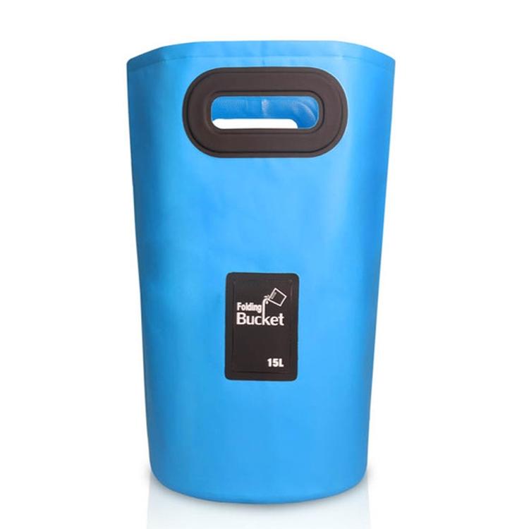 15L Outdoor Portable Folding Sink Pvc Collapsible Bucket - Sky Blue