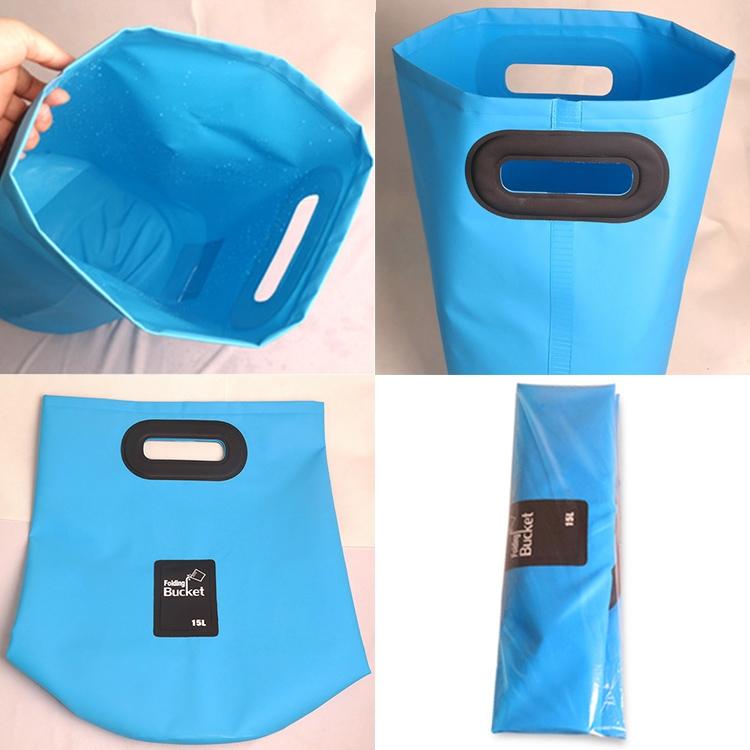 15L Outdoor Portable Folding Sink Pvc Collapsible Bucket - Sky Blue