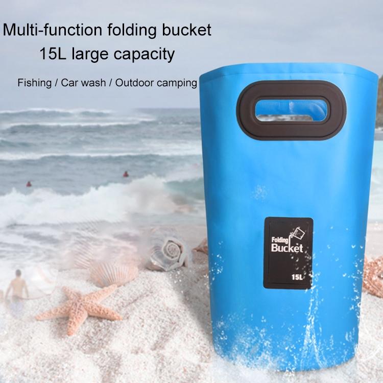 15L Outdoor Portable Folding Sink Pvc Collapsible Bucket - Sky Blue