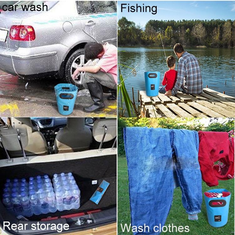 15L Outdoor Portable Folding Sink Pvc Collapsible Bucket - Sky Blue