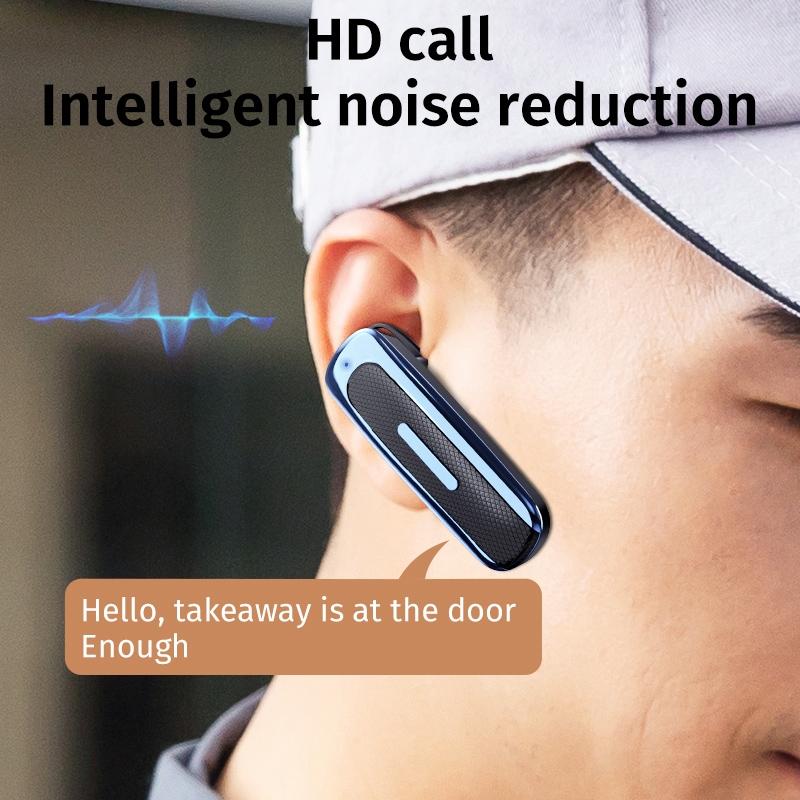 Wireless Unilateral Ear-mounted Earphone with Noise Reduction - White Blue
