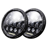 2 Pcs 7 Inch Dc10 - 48V 36W 6000K Harley Motorcycle Headlight With 12 Smd - 5630 - Led Lamps And 12 Crystal Lamp Beads White Light - Front View