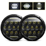 2 Pcs 7 Inch Dc10 - 48V 36W 6000K Harley Motorcycle Headlight With 12 Smd - 5630 - Led Lamps And 12 Crystal Lamp Beads White Light - Top-Down View