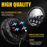 2 Pcs 7 Inch Dc10 - 48V 36W 6000K Harley Motorcycle Headlight With 12 Smd - 5630 - Led Lamps And 12 Crystal Lamp Beads White Light - 45-Degree Angle
