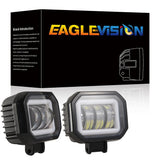 2 Pcs Car 4 Inch Square Spotlight Work Light With Angel Eyes Yellow Light - Top-Down View