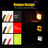2 Pcs Car 4 Inch Square Spotlight Work Light With Angel Eyes Yellow Light - Extra Image