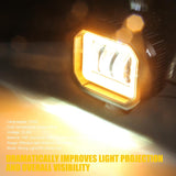 2 Pcs Car 4 Inch Square Spotlight Work Light With Angel Eyes Yellow Light - Extra Image