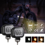 2 Pcs Car 4 Inch Square Spotlight Work Light With Angel Eyes Yellow Light - Extra Image