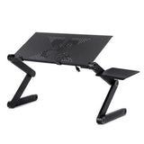 Adjustable Foldable Laptop Stand with Fans & Mouse Pad - Portable Aluminum Alloy - Magenta - Side View