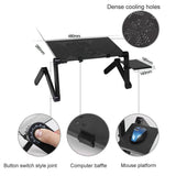 Adjustable Foldable Laptop Stand with Fans & Mouse Pad - Portable Aluminum Alloy - Magenta - Rear View