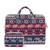 15.6 Inch Simple Business Laptop Bag With Liner - Ls-116 - Canvas Colourful Leaves Blue - Extra Image