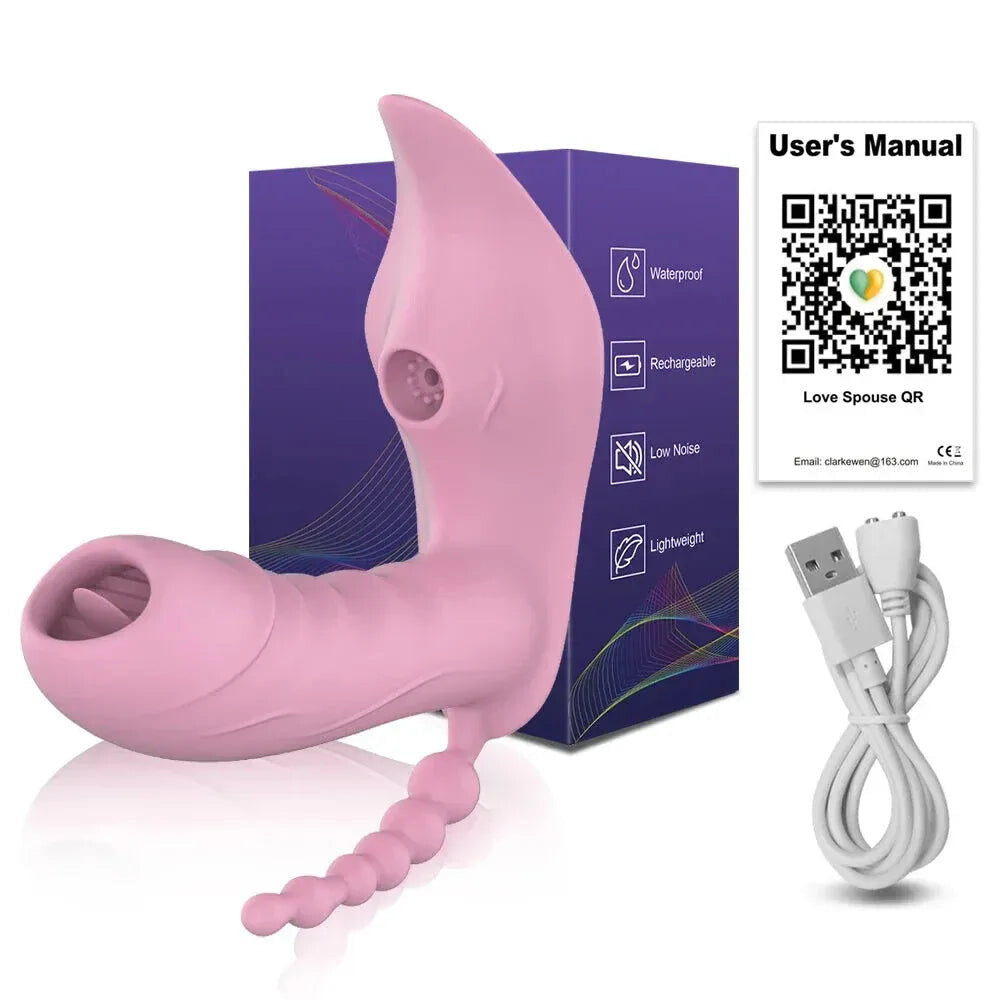 Wireless Remote Control Dildo Vibrator 3 In 1 Stimulator for Women - Pink