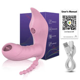 Wireless Remote Control Dildo Vibrator 3 In 1 Stimulator for Women - Purple - Low Angle