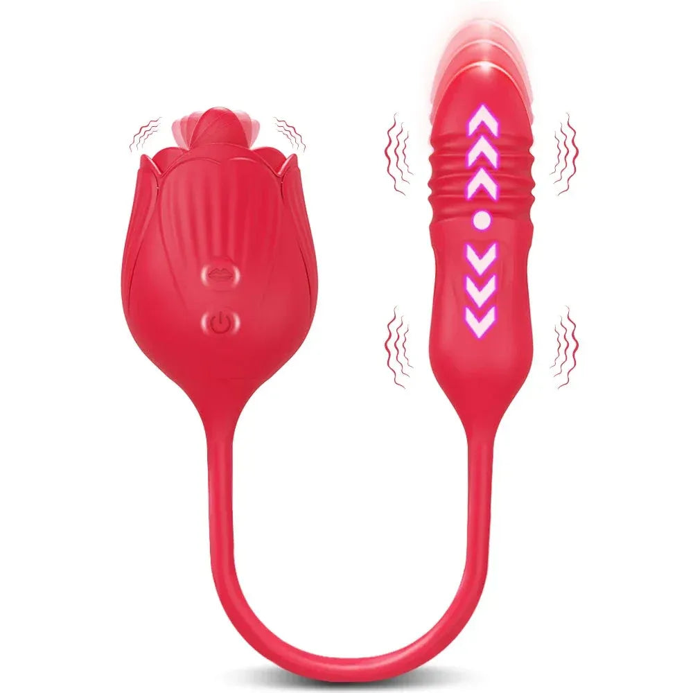 2 In 1 Clit Licking Vibrator for Women Thrusting Vagina Stimulator Female Masturbator - Purple