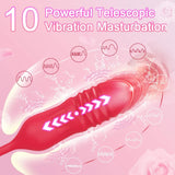 2 In 1 Clit Licking Vibrator for Women Thrusting Vagina Stimulator Female Masturbator - Purple - Side View