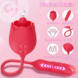2 In 1 Clit Licking Vibrator for Women Thrusting Vagina Stimulator Female Masturbator - Red - 45-Degree Angle