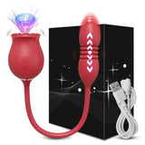 2 In 1 Clit Licking Vibrator for Women Thrusting Vagina Stimulator Female Masturbator - Red - Close-Up Angle
