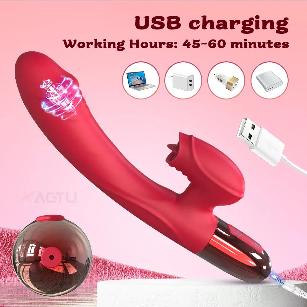 G Spot Vibrator Heating Clitoral Stimulation - Red