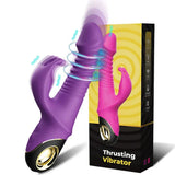 Rabbit Vibrator Automatic Telescopic G Spot Stimulator for Women Masturbation - Purple - Front View