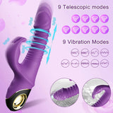 Rabbit Vibrator Automatic Telescopic G Spot Stimulator for Women Masturbation - Purple - Side View