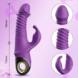Rabbit Vibrator Automatic Telescopic G Spot Stimulator for Women Masturbation - Purple - Rear View