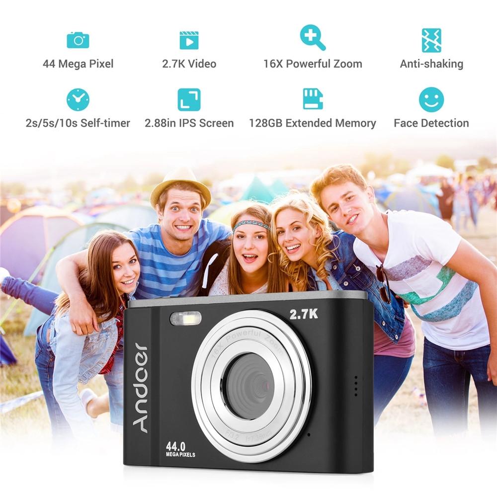 2.7k Full Hd 44mp 16x Zoom 2.88 Digital Camera for Kids - Purple
