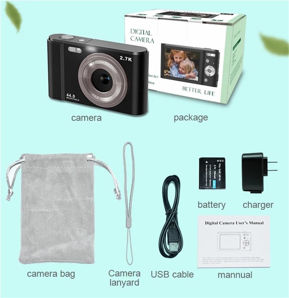 2.7k Full Hd 44mp 16x Zoom 2.88 Digital Camera for Kids - Purple