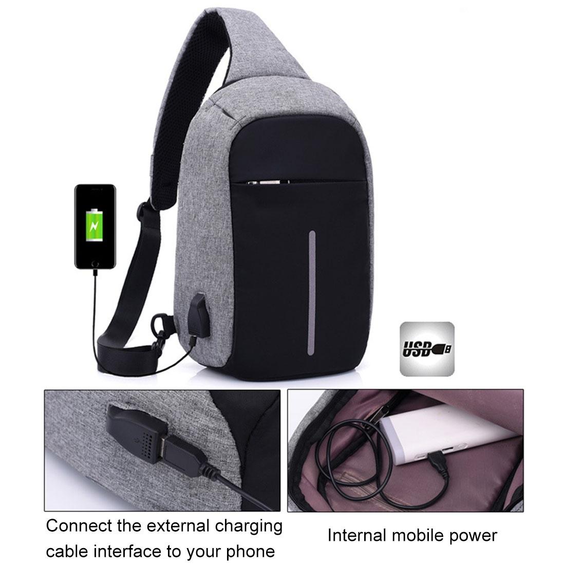 Portable Anti Theft Chest Bag With Usb Charging For Outdoor Sports Men / Women - Purple