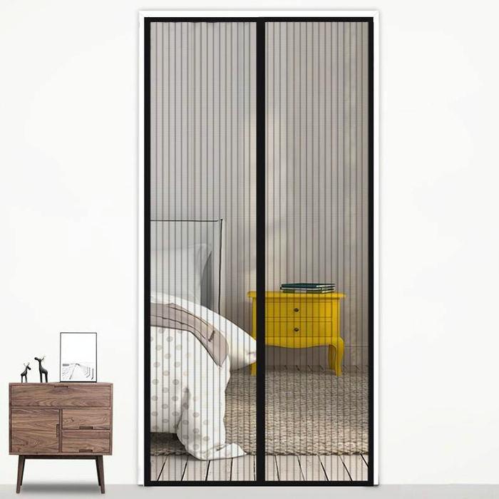 210x100cm Magnetic Mosquito-proof Screen Door Curtain - Magic Mesh - Beige