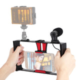 Smartphone Video Rig & Microphone Kit For Live Broadcast - Compatible With Iphone Galaxy Huawei Xiaomi Htc Lg Google And More - Red
