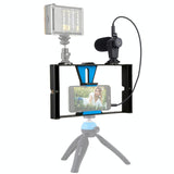 Smartphone Video Rig & Microphone Kit For Live Broadcast - Compatible With Iphone Galaxy Huawei Xiaomi Htc Lg Google And More - Red - Side View