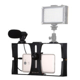 Smartphone Video Rig & Microphone Kit For Live Broadcast - Compatible With Iphone Galaxy Huawei Xiaomi Htc Lg Google And More - Red