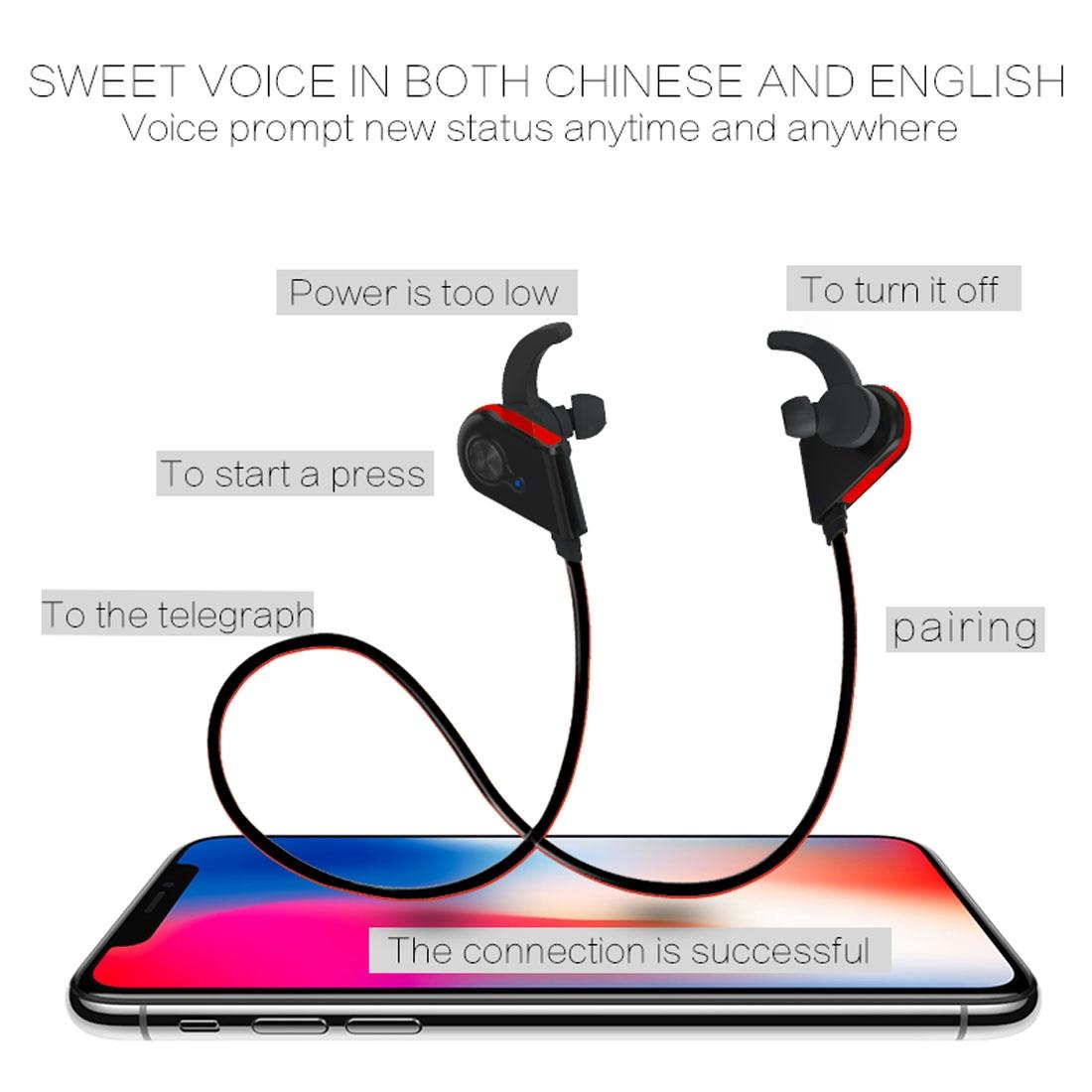 Wireless Bluetooth In-ear Headset with Magnetic Switch & Indicator Light - Red