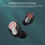 Intelligent Noise Reduction Bluetooth Earphones with Touch Control and Battery Display - Red - 45-Degree Angle