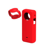 Silicone Protective Case with Lens Cover for Insta360 X3 - Red - Side View