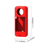 Silicone Protective Case with Lens Cover for Insta360 X3 - Red - Top-Down View