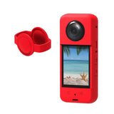 Silicone Protective Case with Lens Cover for Insta360 X3 - Red - Close-Up Angle