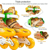Adjustable Kids Roller Skates Set - Single Flash Wheels - Size s - Red - 45-Degree Angle