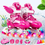 Adjustable Kids Roller Skates Set - Single Flash Wheels - Size s - Red - Extra Image