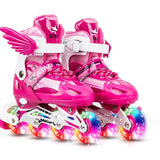 Adjustable Kids Roller Skates Set - Single Flash Wheels - Size s - Red - Extra Image