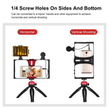Live Broadcast Vlogging Kit With Led Light Microphone Tripod & Cold Shoe Head - Red
