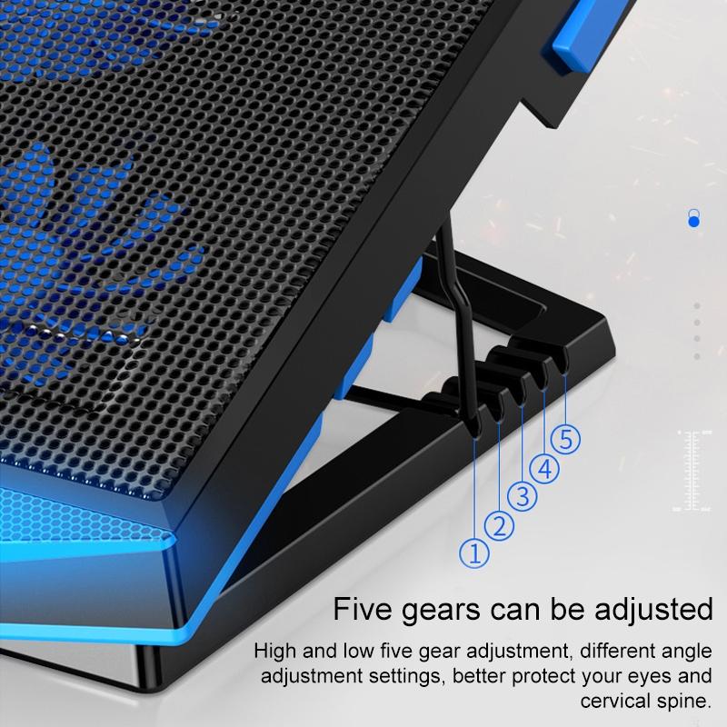 5-core Dual Port Laptop Stand with Cooling Fan - Red