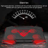 5-core Dual Port Laptop Stand with Cooling Fan - Red - Low Angle