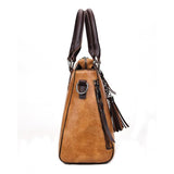 Red Pu Shoulder Bag With Tassel & Cat Pendant - 45-Degree Angle