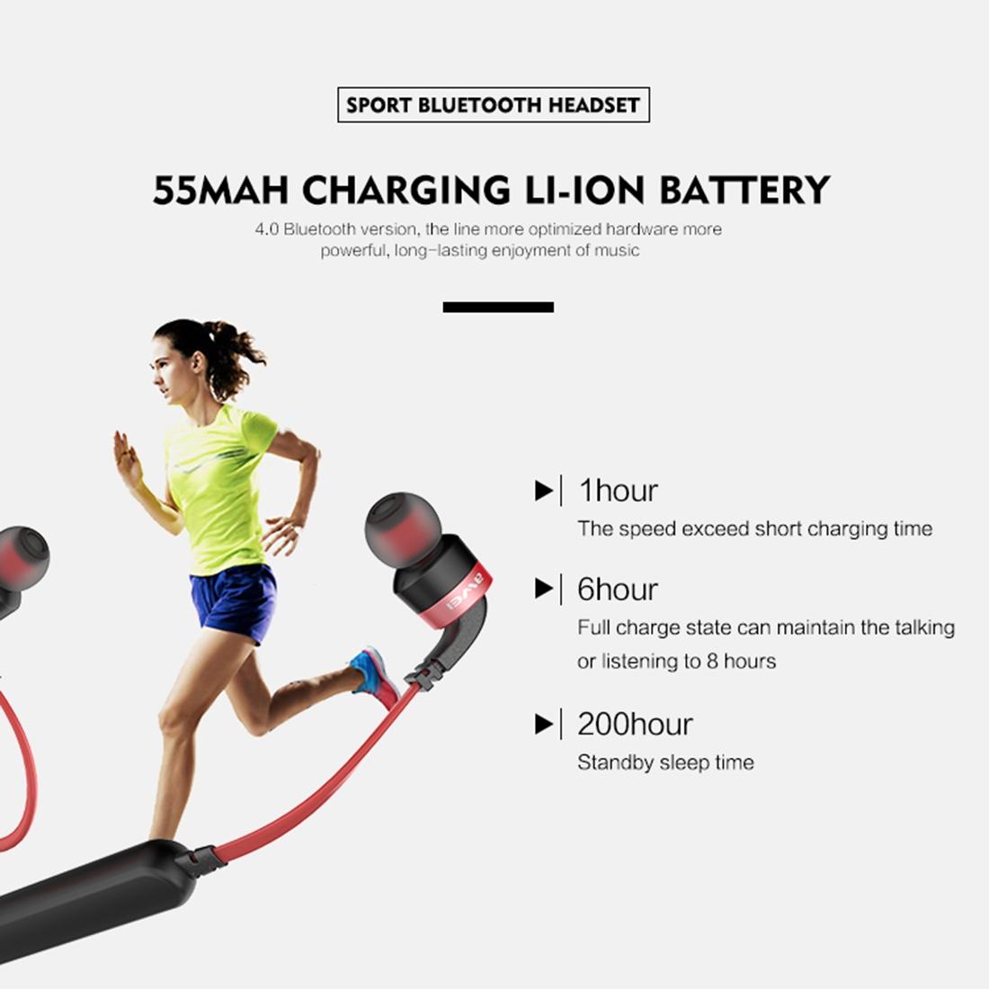 Wireless Sport Bluetooth Earphones with In-line Control - Black - Red