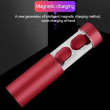 Wireless Touch Bluetooth Headset with Smart Magnetic Charging - Automatic Pairing - Red