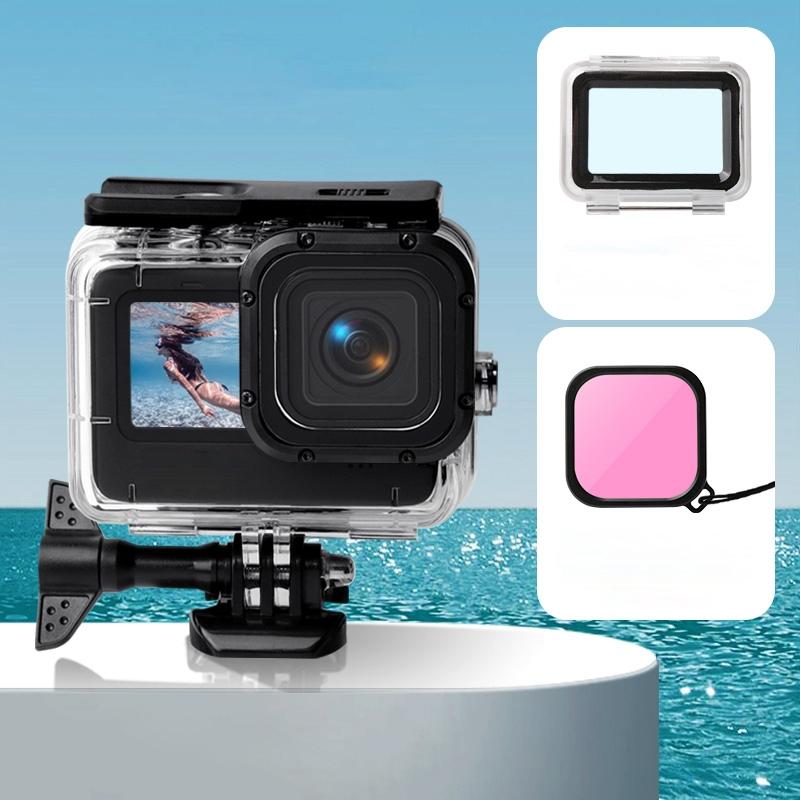 Waterproof Touch Case with Colour Lens Filter for Gopro Hero10 / Hero9 - Red