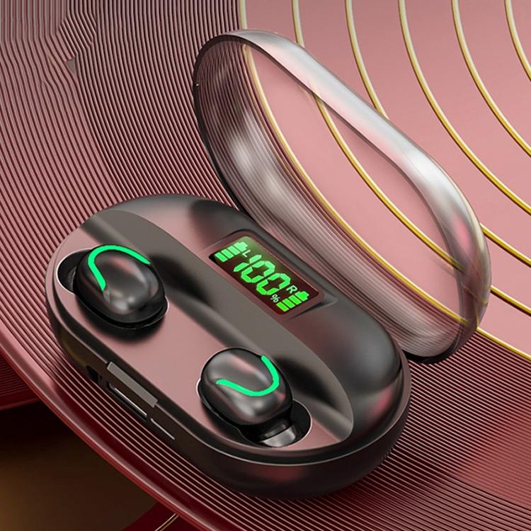 True Wireless Bluetooth 5.0 Earphones with Touch Display and Charging Box - Red